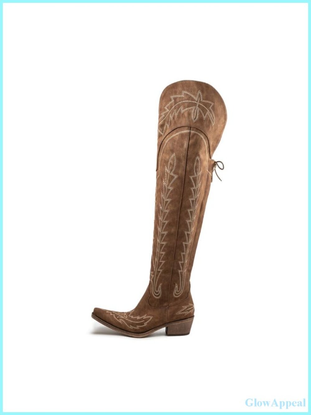 Atuelang Women's Thigh High Cowboy Boots Faux Leather Chunky Heel Western